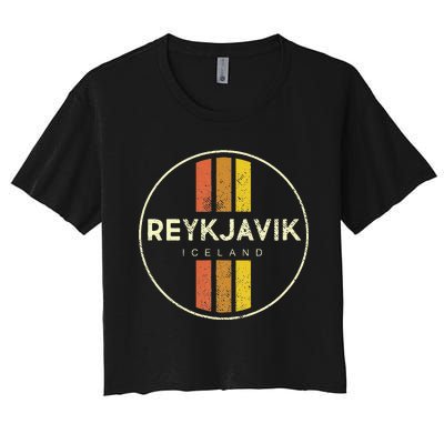 Retro Reykjavik Iceland Vintage Women's Crop Top Tee