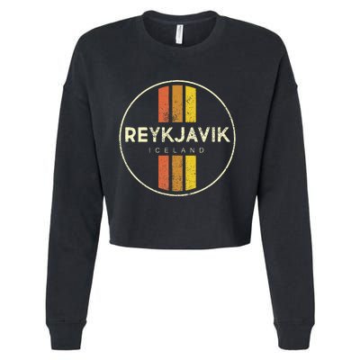 Retro Reykjavik Iceland Vintage Cropped Pullover Crew