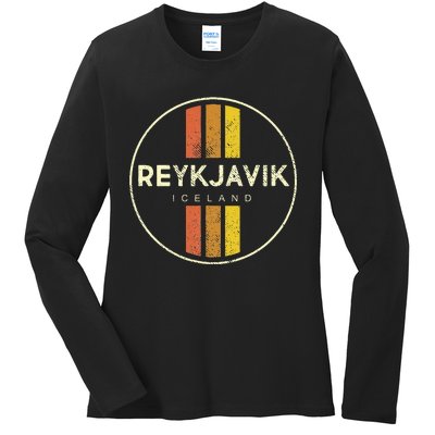 Retro Reykjavik Iceland Vintage Ladies Long Sleeve Shirt