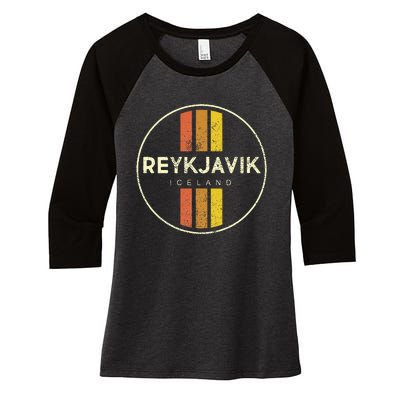 Retro Reykjavik Iceland Vintage Women's Tri-Blend 3/4-Sleeve Raglan Shirt