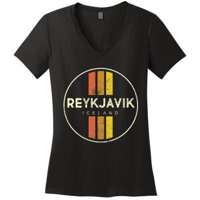 Retro Reykjavik Iceland Vintage Women's V-Neck T-Shirt