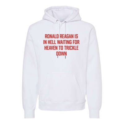 Ronald Reagan Is In Hell Waiting For Heaven To Trickle Down Premium Hoodie