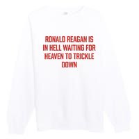 Ronald Reagan Is In Hell Waiting For Heaven To Trickle Down Premium Crewneck Sweatshirt