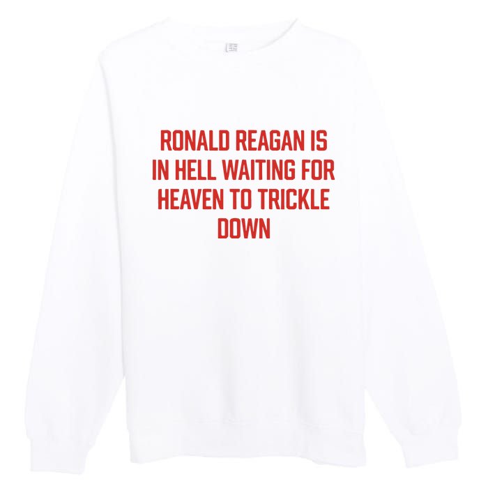 Ronald Reagan Is In Hell Waiting For Heaven To Trickle Down Premium Crewneck Sweatshirt