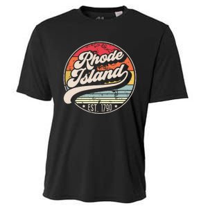 Retro Rhode Island Home State Ri Cool 70s Style Sunset Cooling Performance Crew T-Shirt