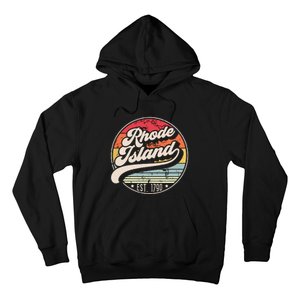 Retro Rhode Island Home State Ri Cool 70s Style Sunset Hoodie