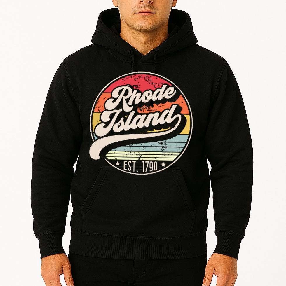 Retro Rhode Island Home State Ri Cool 70s Style Sunset Hoodie