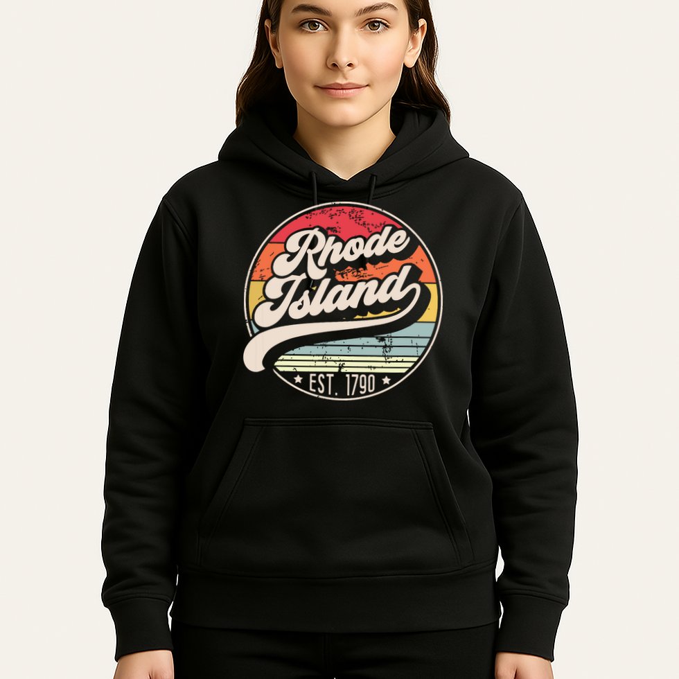 Retro Rhode Island Home State Ri Cool 70s Style Sunset Hoodie