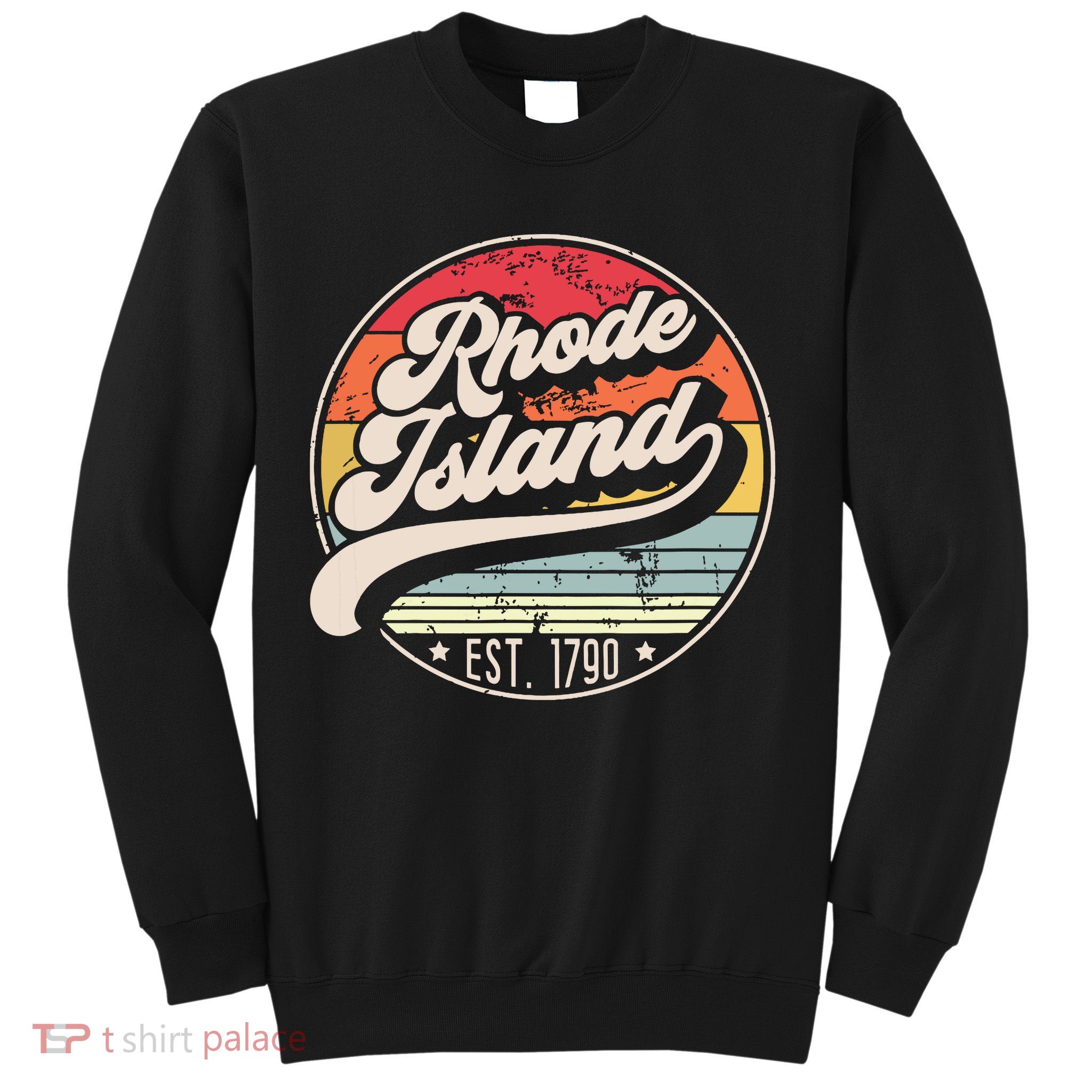 Retro Rhode Island Home State Ri Cool 70s Style Sunset Sweatshirt