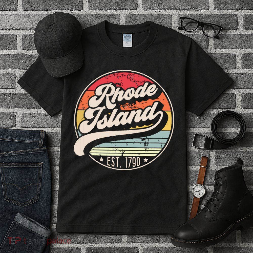 Retro Rhode Island Home State Ri Cool 70s Style Sunset Tall T-Shirt