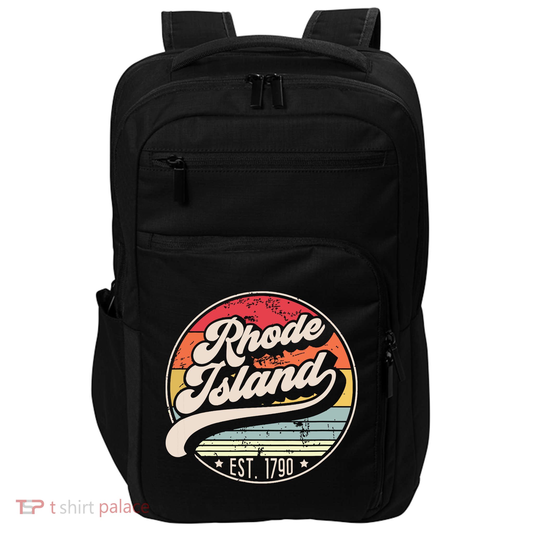 Retro Rhode Island Home State Ri Cool 70s Style Sunset Impact Tech Backpack