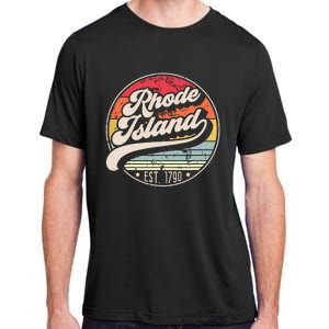 Retro Rhode Island Home State Ri Cool 70s Style Sunset Adult ChromaSoft Performance T-Shirt