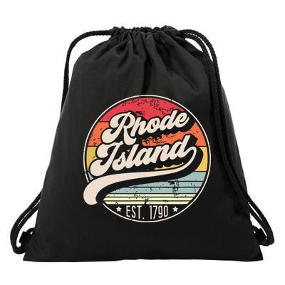 Retro Rhode Island Home State Ri Cool 70s Style Sunset Drawstring Bag