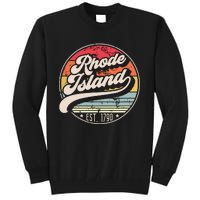 Retro Rhode Island Home State Ri Cool 70s Style Sunset Tall Sweatshirt