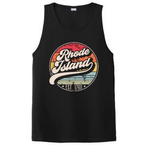 Retro Rhode Island Home State Ri Cool 70s Style Sunset PosiCharge Competitor Tank