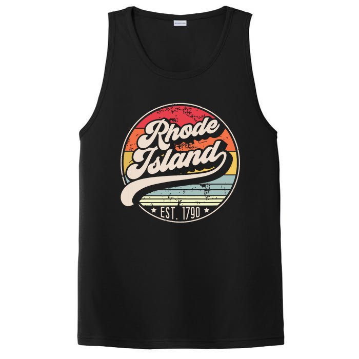 Retro Rhode Island Home State Ri Cool 70s Style Sunset PosiCharge Competitor Tank