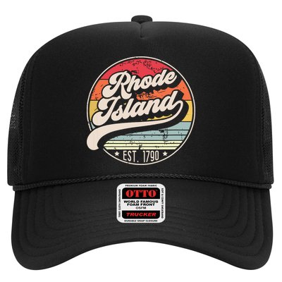 Retro Rhode Island Home State Ri Cool 70s Style Sunset Trucker Hat