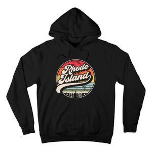 Retro Rhode Island Home State Ri Cool 70s Style Sunset Tall Hoodie