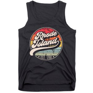 Retro Rhode Island Home State Ri Cool 70s Style Sunset Tank Top