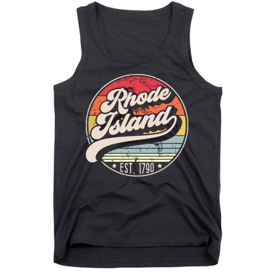 Retro Rhode Island Home State Ri Cool 70s Style Sunset Tank Top