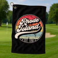 Retro Rhode Island Home State Ri Cool 70s Style Sunset Golf Towel
