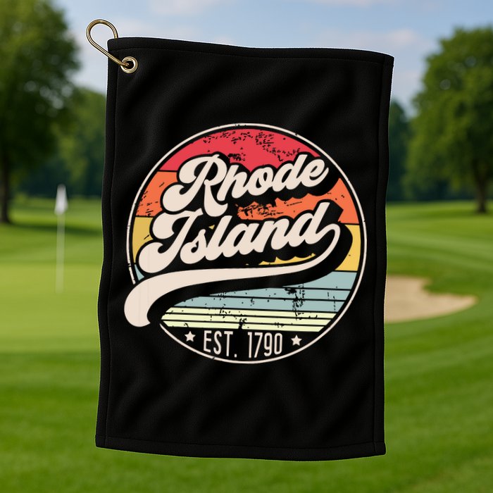 Retro Rhode Island Home State Ri Cool 70s Style Sunset Golf Towel