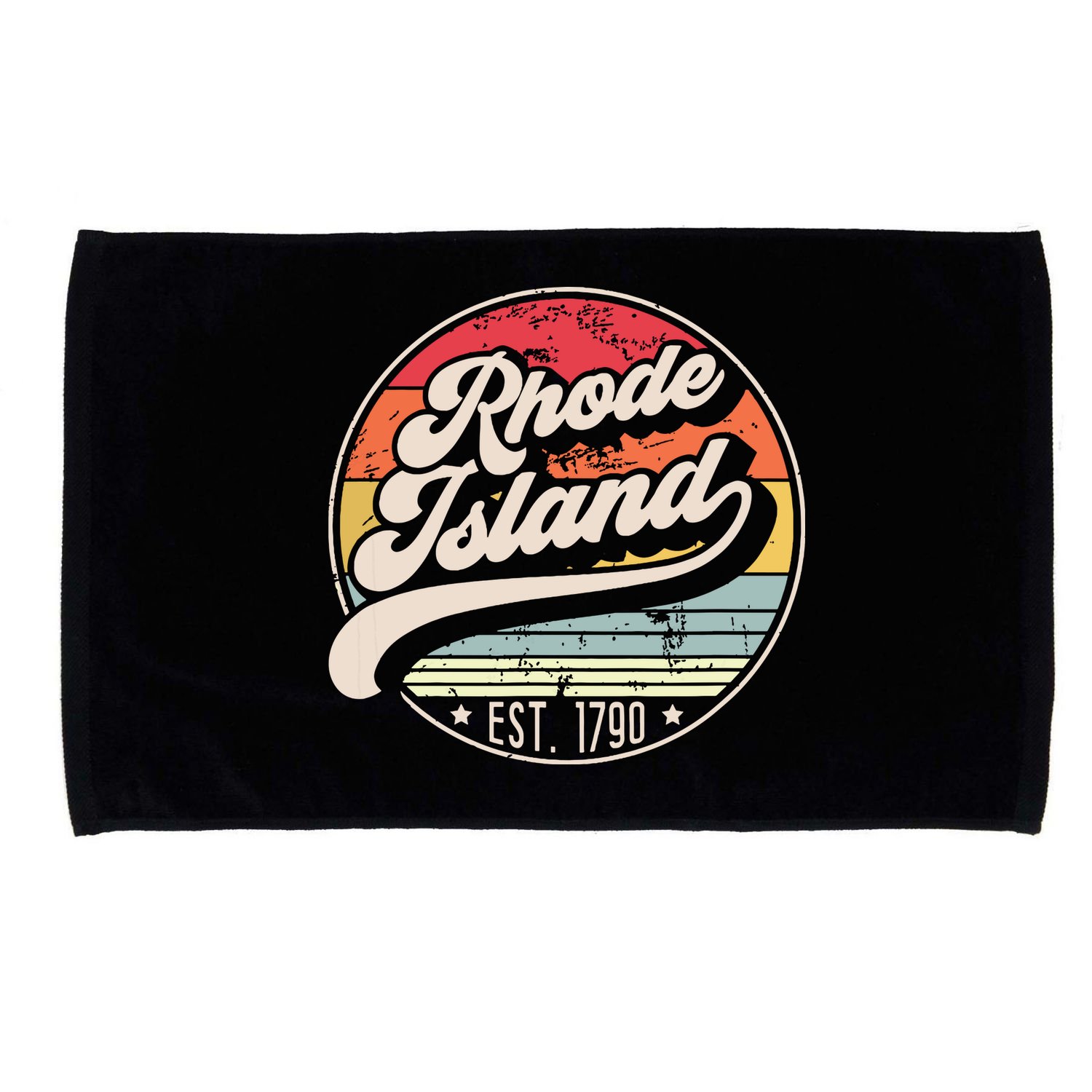 Retro Rhode Island Home State Ri Cool 70s Style Sunset Microfiber Hand Towel