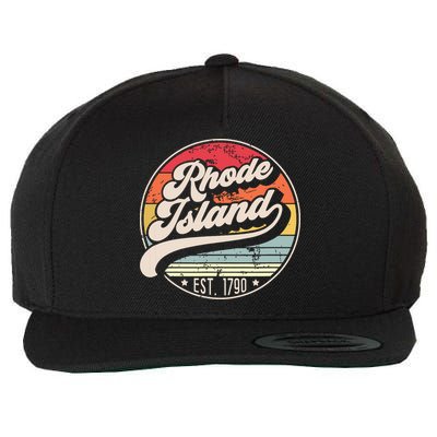 Retro Rhode Island Home State Ri Cool 70s Style Sunset Wool Snapback Cap