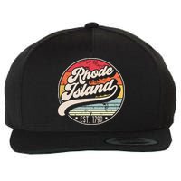 Retro Rhode Island Home State Ri Cool 70s Style Sunset Wool Snapback Cap