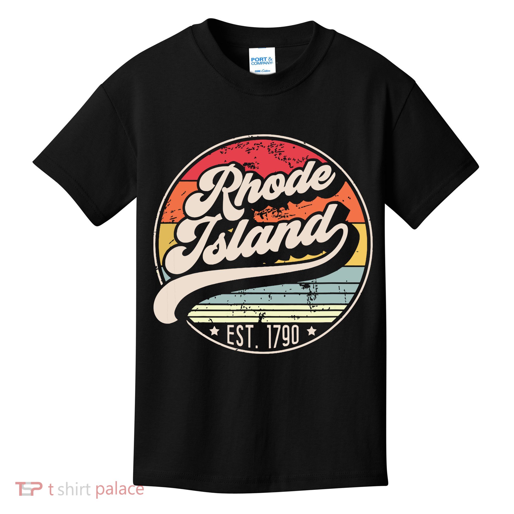 Retro Rhode Island Home State Ri Cool 70s Style Sunset Kids T-Shirt