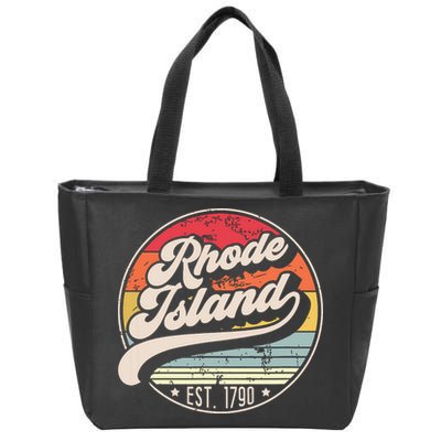 Retro Rhode Island Home State Ri Cool 70s Style Sunset Zip Tote Bag