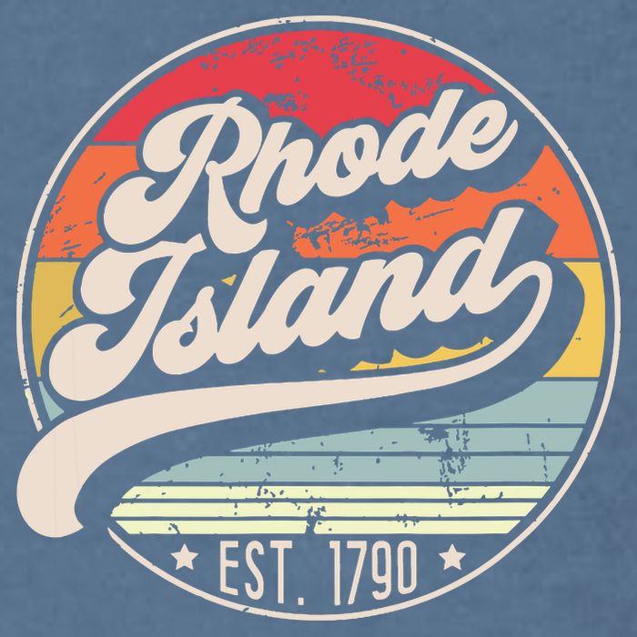 Retro Rhode Island Home State Ri Cool 70s Style Sunset Garment-Dyed Sweatshirt