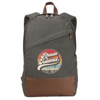 Retro Rhode Island Home State Ri Cool 70s Style Sunset Cotton Canvas Backpack