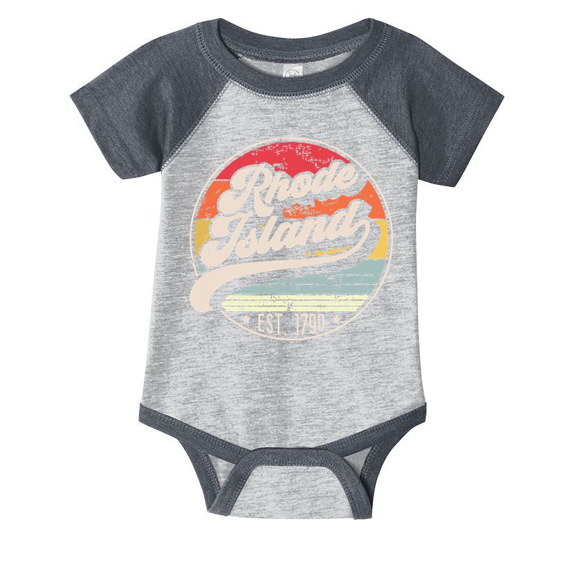 Retro Rhode Island Home State Ri Cool 70s Style Sunset Infant Baby Jersey Bodysuit