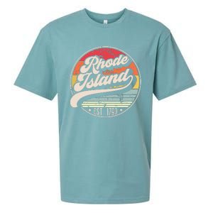 Retro Rhode Island Home State Ri Cool 70s Style Sunset Sueded Cloud Jersey T-Shirt