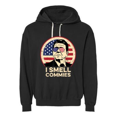 Ronald Reagan, I Smell Commies Patriotic American President Garment-Dyed Fleece Hoodie