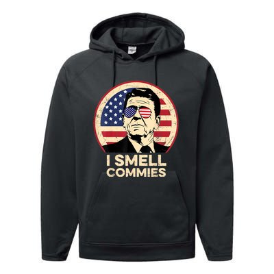 Ronald Reagan, I Smell Commies Patriotic American President Performance Fleece Hoodie