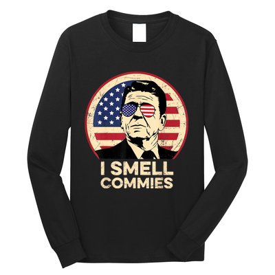 Ronald Reagan, I Smell Commies Patriotic American President Long Sleeve Shirt