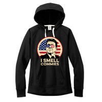 Ronald Reagan, I Smell Commies Patriotic American President Women's Fleece Hoodie