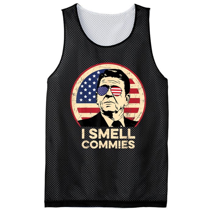 Ronald Reagan, I Smell Commies Patriotic American President Mesh Reversible Basketball Jersey Tank