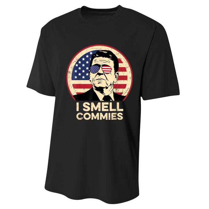 Ronald Reagan, I Smell Commies Patriotic American President Performance Sprint T-Shirt