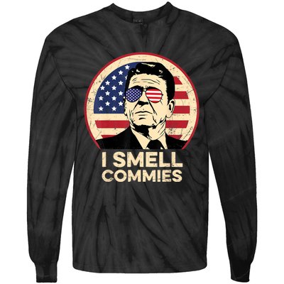 Ronald Reagan, I Smell Commies Patriotic American President Tie-Dye Long Sleeve Shirt