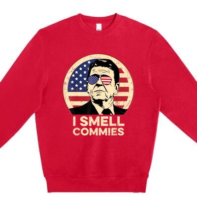 Ronald Reagan, I Smell Commies Patriotic American President Premium Crewneck Sweatshirt