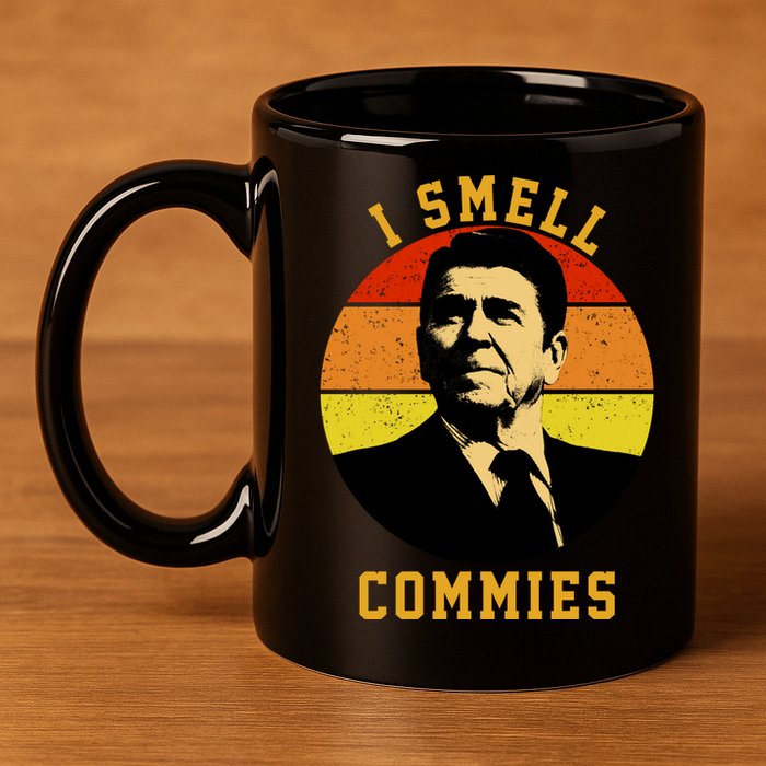 Ronald Reagan I Smell Commies 11oz C Handle Ceramic Mug