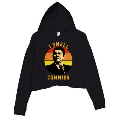 Ronald Reagan I Smell Commies Crop Fleece Hoodie