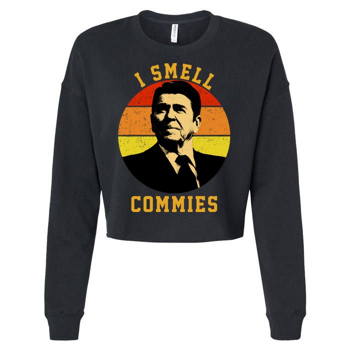 Ronald Reagan I Smell Commies Cropped Pullover Crew