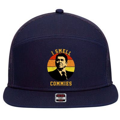 Ronald Reagan I Smell Commies 7 Panel Mesh Trucker Snapback Hat