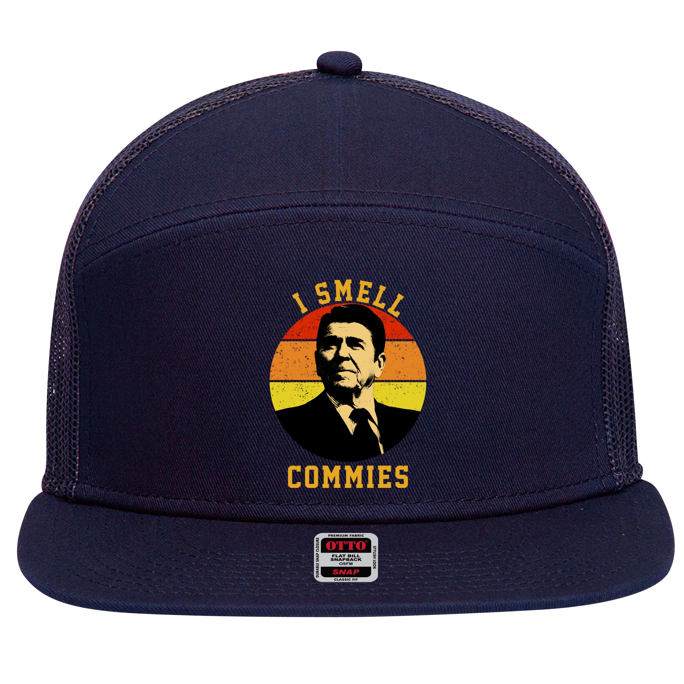 Ronald Reagan I Smell Commies 7 Panel Mesh Trucker Snapback Hat