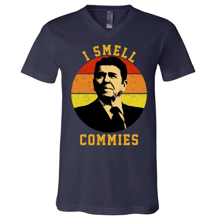 Ronald Reagan I Smell Commies V-Neck T-Shirt