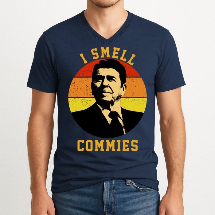 Ronald Reagan I Smell Commies V-Neck T-Shirt